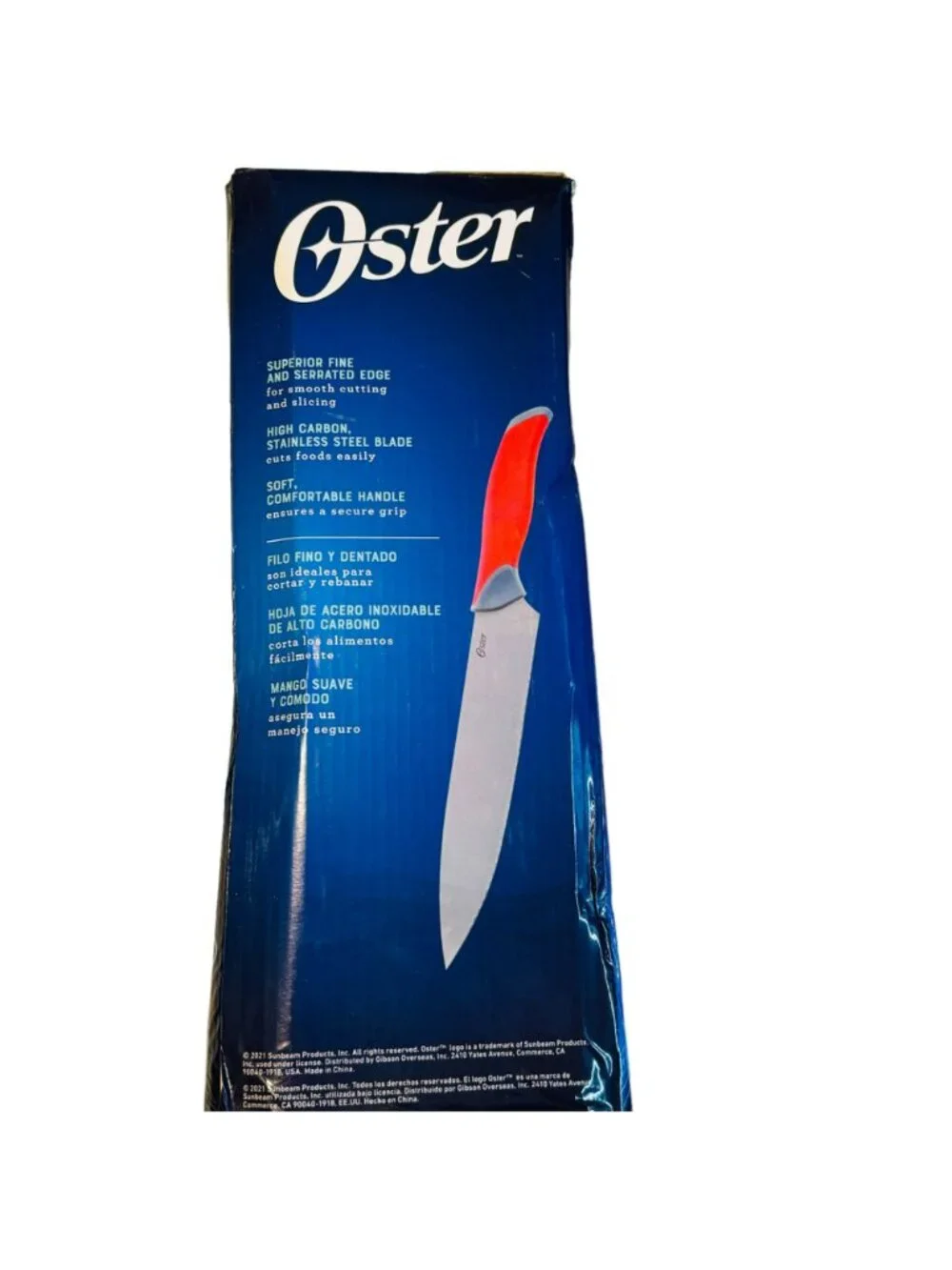 Oster 14-Piece Stainless Steel Cutlery Set With Red Handles & Wood Block